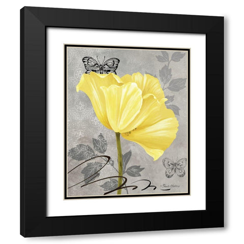 Gray and Yellow Poppies I Black Modern Wood Framed Art Print with Double Matting by Gladding, Pamela