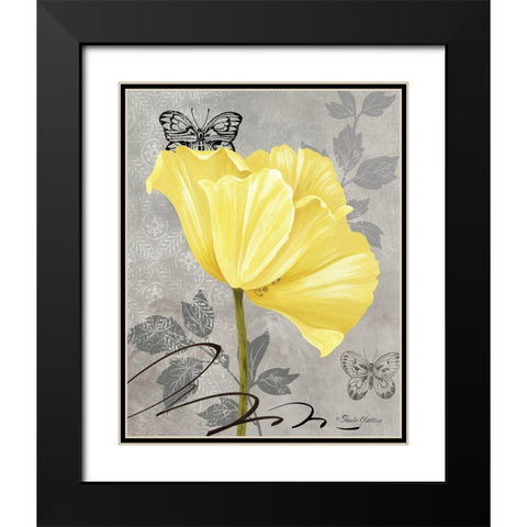 Gray and Yellow Poppies I Black Modern Wood Framed Art Print with Double Matting by Gladding, Pamela