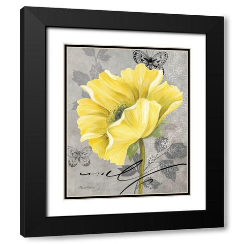 Gray and Yellow Poppies II Black Modern Wood Framed Art Print with Double Matting by Gladding, Pamela