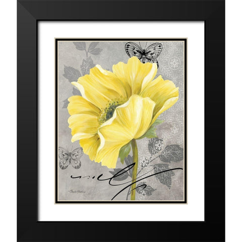 Gray and Yellow Poppies II Black Modern Wood Framed Art Print with Double Matting by Gladding, Pamela