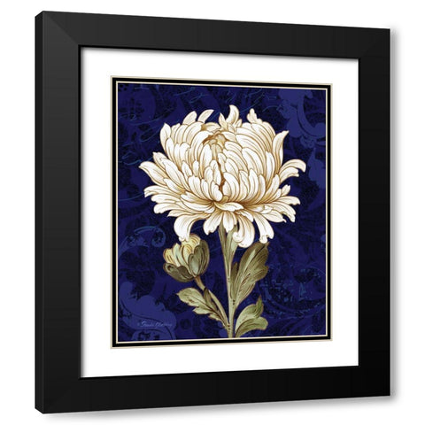 Damask Chrysanthemum Black Modern Wood Framed Art Print with Double Matting by Gladding, Pamela