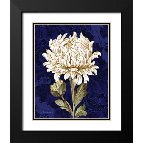 Damask Chrysanthemum Black Modern Wood Framed Art Print with Double Matting by Gladding, Pamela