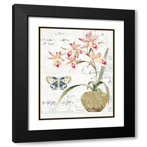 Orchid II Black Modern Wood Framed Art Print with Double Matting by Gladding, Pamela