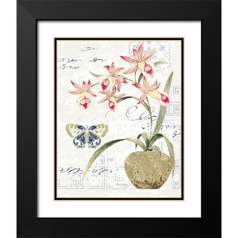Orchid II Black Modern Wood Framed Art Print with Double Matting by Gladding, Pamela