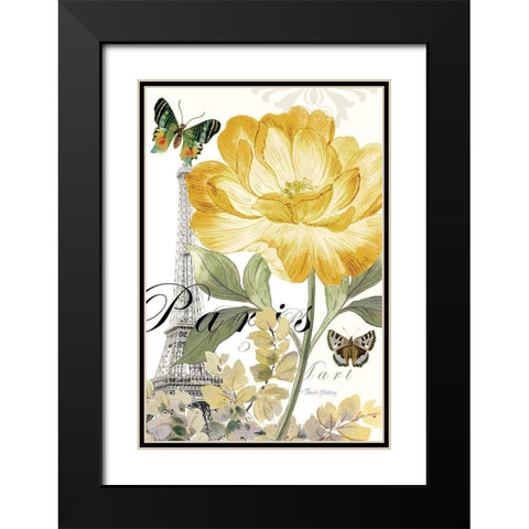 Paris Peony Black Modern Wood Framed Art Print with Double Matting by Gladding, Pamela