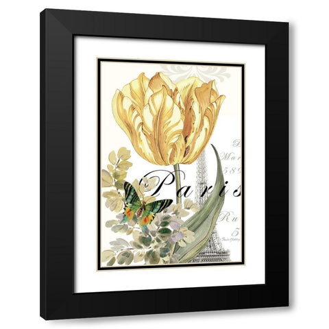Paris Tulip Black Modern Wood Framed Art Print with Double Matting by Gladding, Pamela