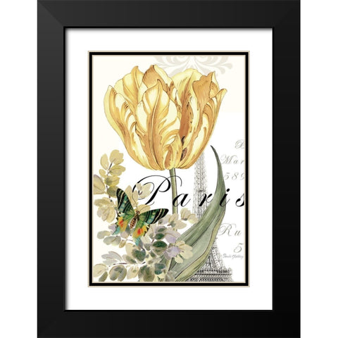 Paris Tulip Black Modern Wood Framed Art Print with Double Matting by Gladding, Pamela