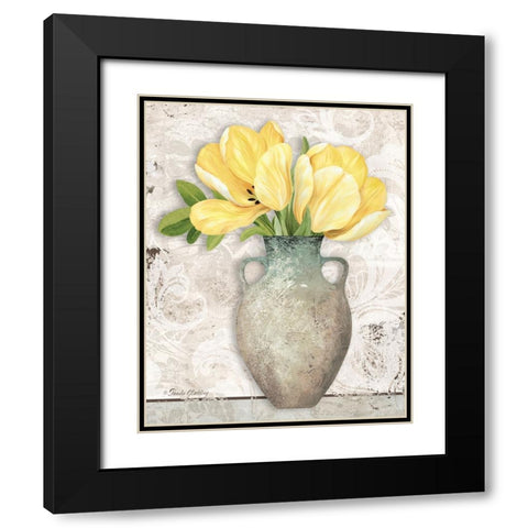 Yellow Tulips Black Modern Wood Framed Art Print with Double Matting by Gladding, Pamela
