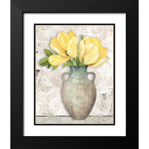 Yellow Tulips Black Modern Wood Framed Art Print with Double Matting by Gladding, Pamela