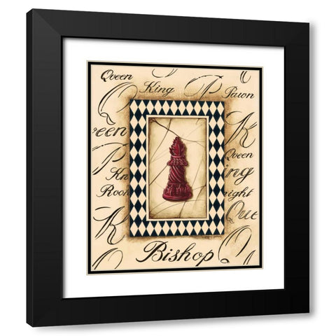 Chess Bishop Black Modern Wood Framed Art Print with Double Matting by Gorham, Gregory