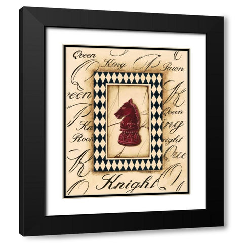 Chess Knight Black Modern Wood Framed Art Print with Double Matting by Gorham, Gregory