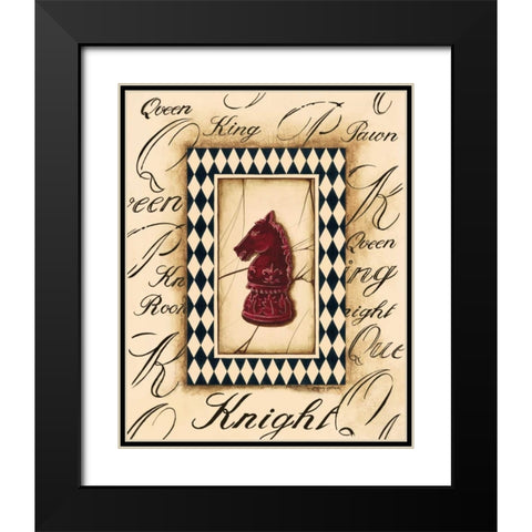 Chess Knight Black Modern Wood Framed Art Print with Double Matting by Gorham, Gregory