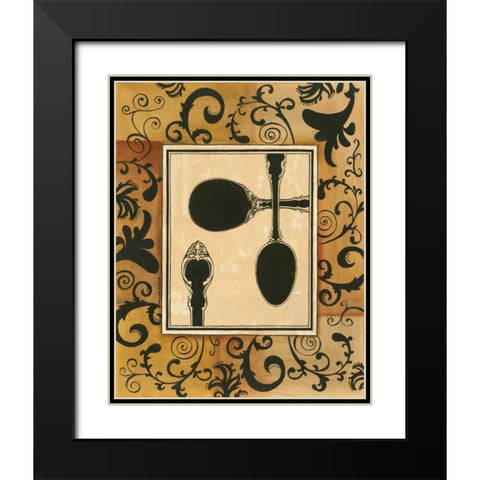 Spoons Black Modern Wood Framed Art Print with Double Matting by Gorham, Gregory