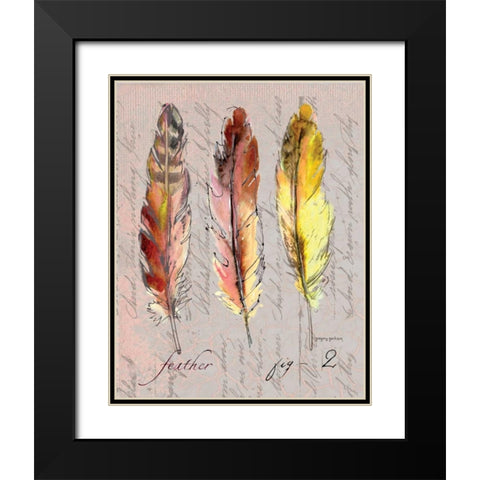 Three Feathers II Black Modern Wood Framed Art Print with Double Matting by Gorham, Gregory