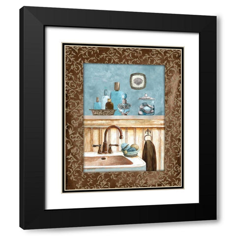 Blue Bath IV Black Modern Wood Framed Art Print with Double Matting by Gorham, Gregory