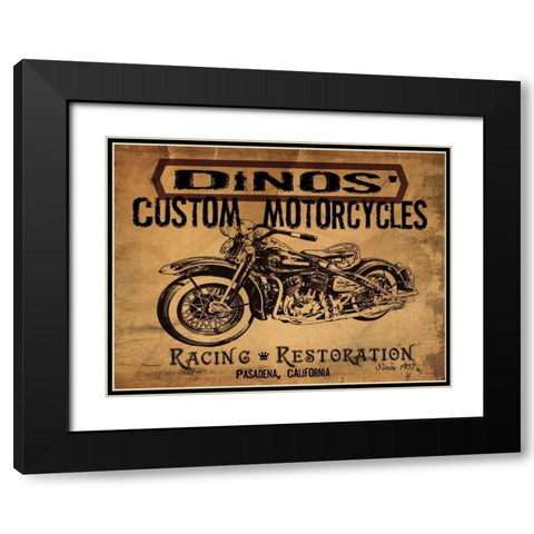 Dinos Motorcycles Black Modern Wood Framed Art Print with Double Matting by Giacopelli, Jason