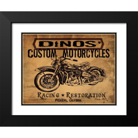 Dinos Motorcycles Black Modern Wood Framed Art Print with Double Matting by Giacopelli, Jason