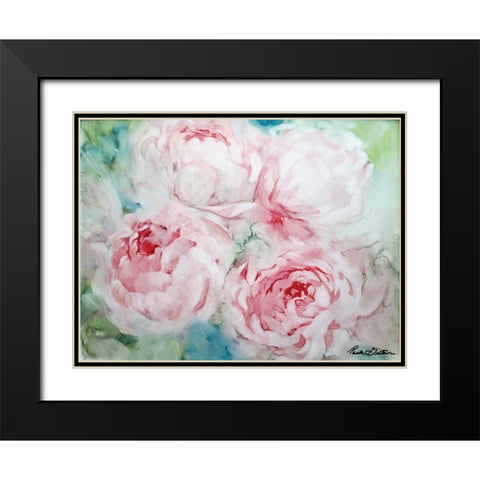 Pink Peonies I Black Modern Wood Framed Art Print with Double Matting by Giltner, Paula