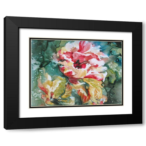 Parrot Tulips II Black Modern Wood Framed Art Print with Double Matting by Giltner, Paula