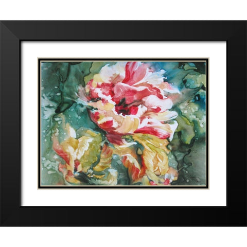 Parrot Tulips II Black Modern Wood Framed Art Print with Double Matting by Giltner, Paula