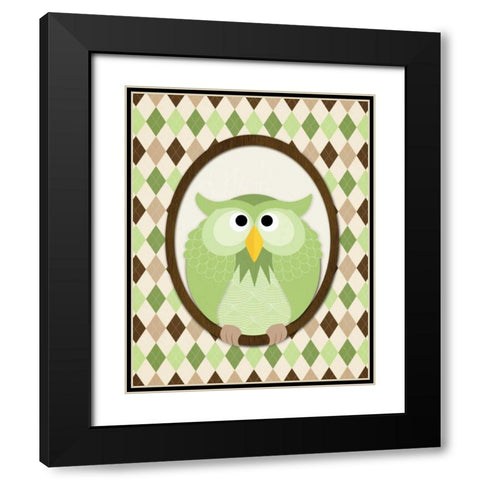 Sitting Owl III Black Modern Wood Framed Art Print with Double Matting by Harbick, N