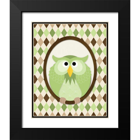 Sitting Owl III Black Modern Wood Framed Art Print with Double Matting by Harbick, N