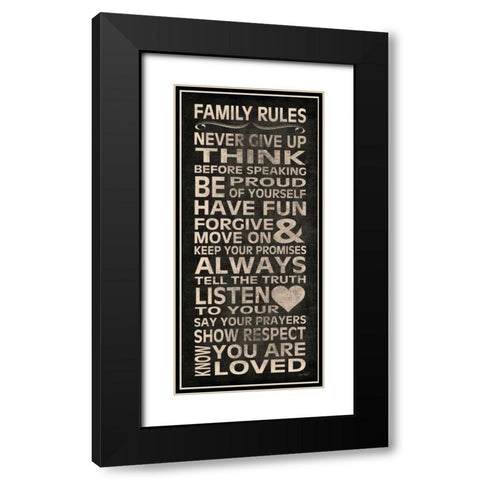 Family Rules Black Modern Wood Framed Art Print with Double Matting by Harbick, N.