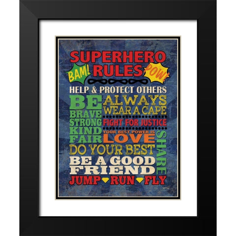 Superhero Rules Black Modern Wood Framed Art Print with Double Matting by Harbick, N.