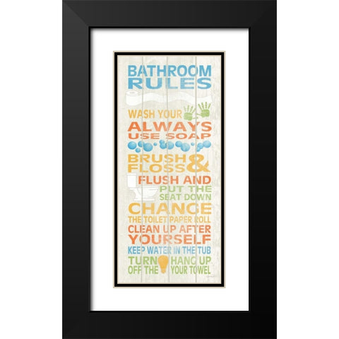 Bathroom Rules I Black Modern Wood Framed Art Print with Double Matting by Harbick, N.