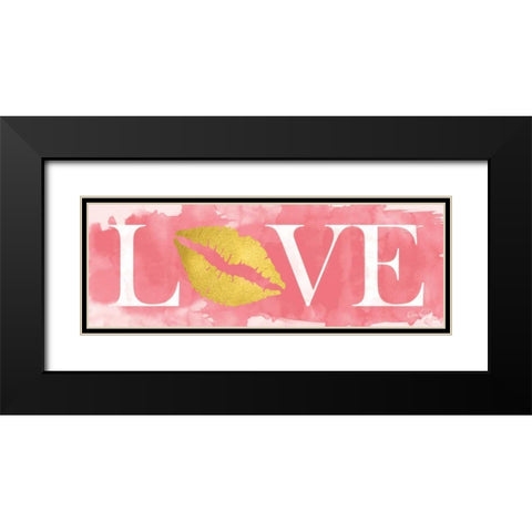 Pink Love Black Modern Wood Framed Art Print with Double Matting by Harbick, N.