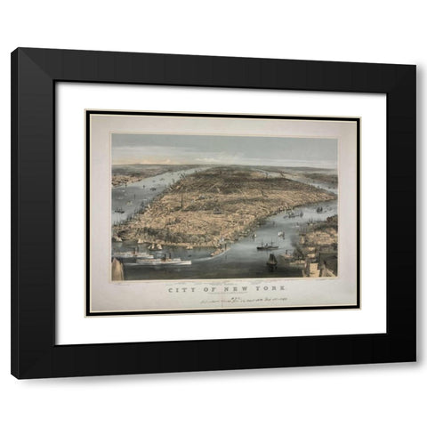 1856 NYC Map Black Modern Wood Framed Art Print with Double Matting by Harbick, N.