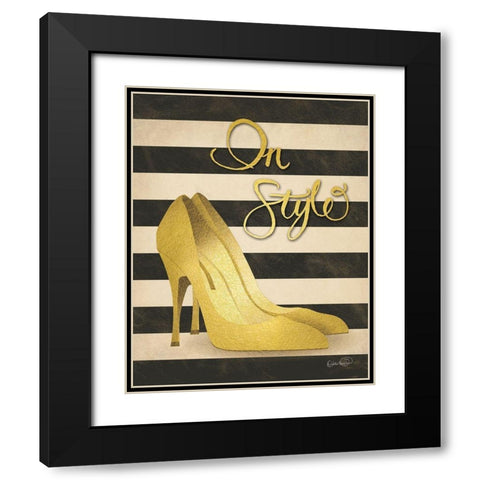 Gold Pumps In Style Black Modern Wood Framed Art Print with Double Matting by Harbick, N.