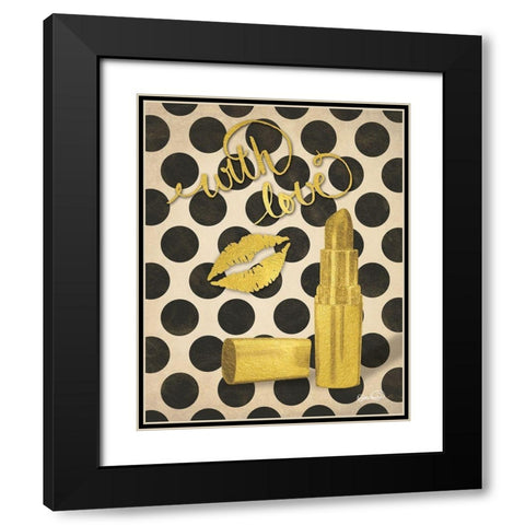 With Love Lipstick Black Modern Wood Framed Art Print with Double Matting by Harbick, N.