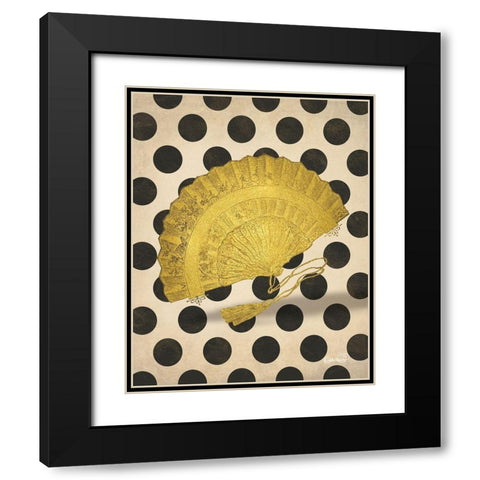 Vintage Gold Fan Black Modern Wood Framed Art Print with Double Matting by Harbick, N.