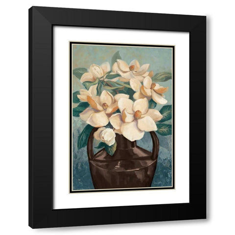 Peony Mist Black Modern Wood Framed Art Print with Double Matting by Jeffrey, Jillian
