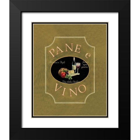 Pane e Vino Black Modern Wood Framed Art Print with Double Matting by Jones, Catherine