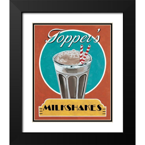 Milkshakes Black Modern Wood Framed Art Print with Double Matting by Jones, Catherine