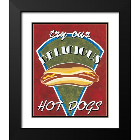 Hot Dogs Black Modern Wood Framed Art Print with Double Matting by Jones, Catherine