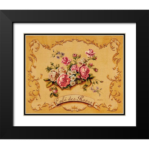 Cafe des Roses Black Modern Wood Framed Art Print with Double Matting by Jones, Catherine