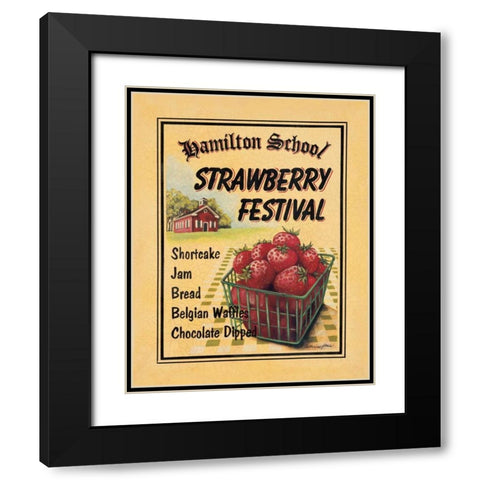 Strawberry Festival Black Modern Wood Framed Art Print with Double Matting by Jones, Catherine
