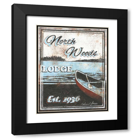 North Woods Lodge Black Modern Wood Framed Art Print with Double Matting by Jones, Catherine