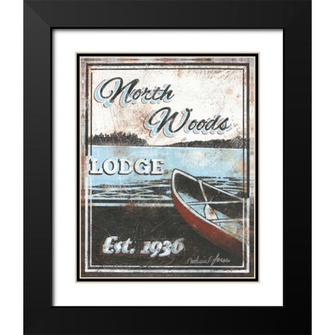 North Woods Lodge Black Modern Wood Framed Art Print with Double Matting by Jones, Catherine