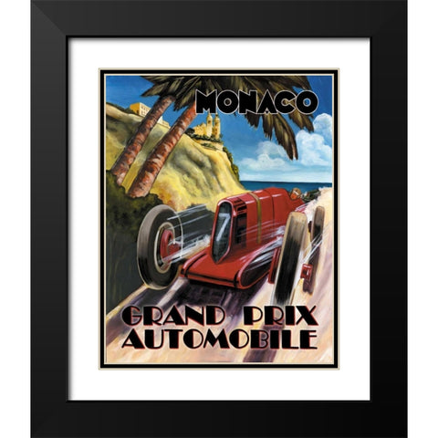 Monaco Grand Prix Black Modern Wood Framed Art Print with Double Matting by Jones, Catherine