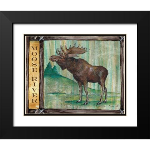 Lodge Moose Black Modern Wood Framed Art Print with Double Matting by Knold, Donna