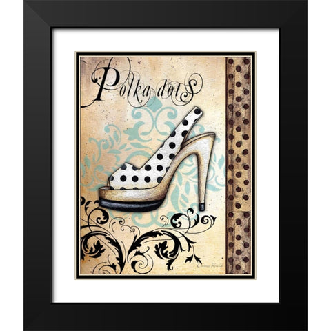Polka Dots Black Modern Wood Framed Art Print with Double Matting by Knold, Donna