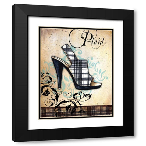 Plaid Black Modern Wood Framed Art Print with Double Matting by Knold, Donna