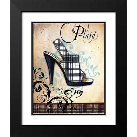 Plaid Black Modern Wood Framed Art Print with Double Matting by Knold, Donna