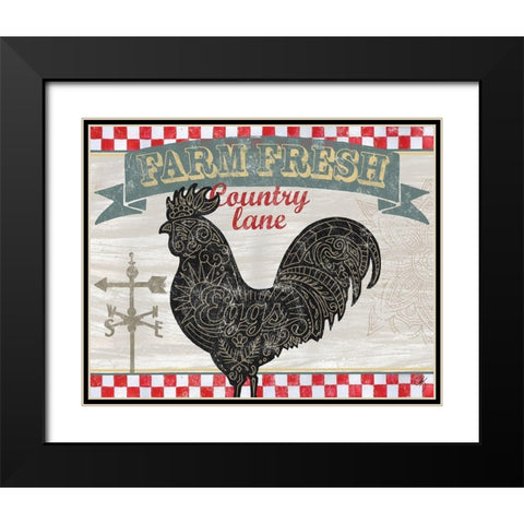Chicken Farm Sign Black Modern Wood Framed Art Print with Double Matting by K, Onna
