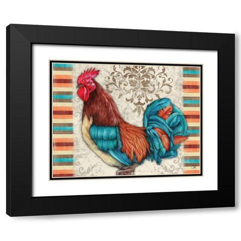 Golden Rooster I Black Modern Wood Framed Art Print with Double Matting by K, Onna