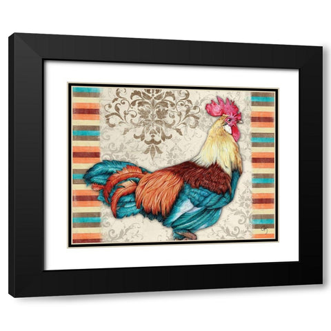 Golden Rooster II Black Modern Wood Framed Art Print with Double Matting by K, Onna